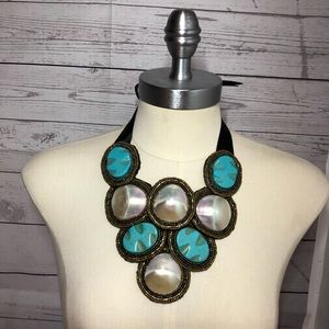 Turquoise and Shell Costume Jewelry Necklace